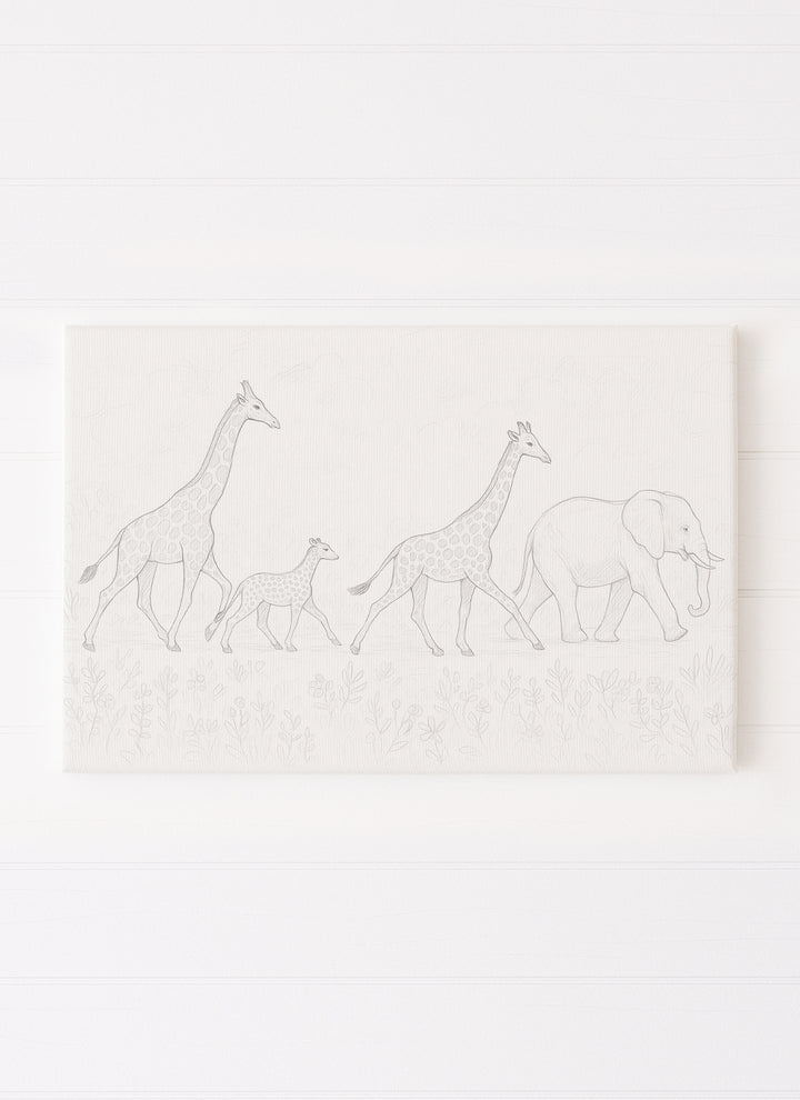 Safari Animals in a Field of Wildflowers