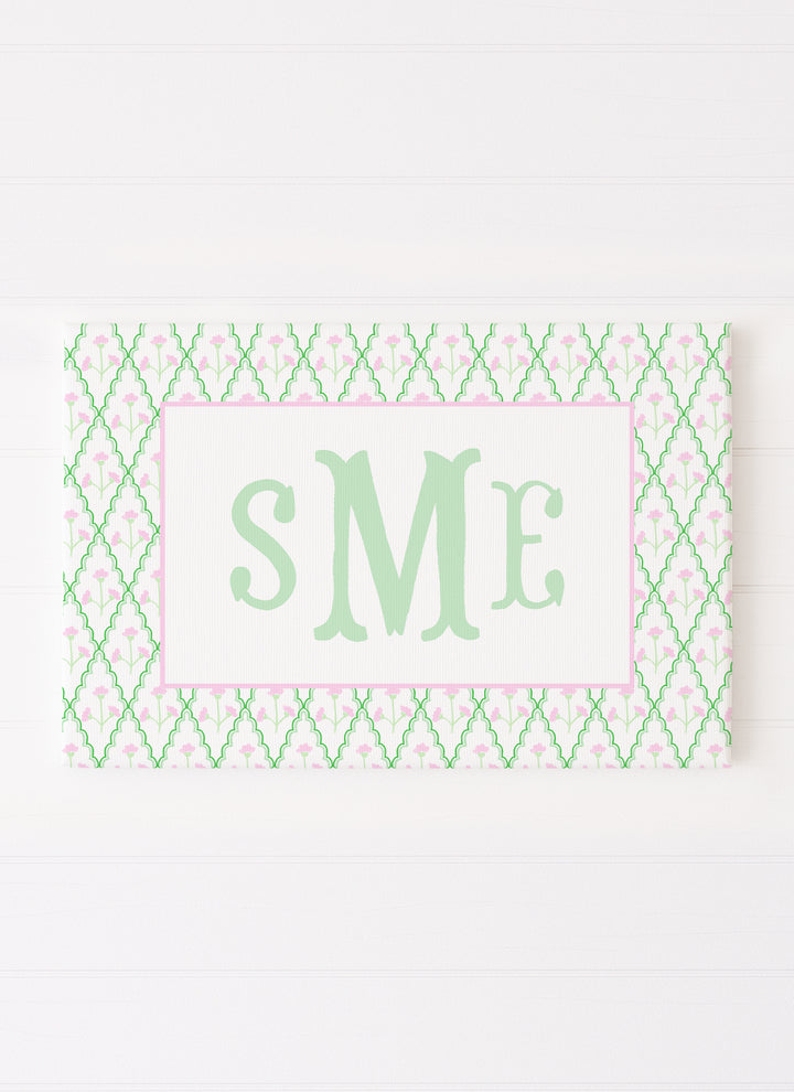 Personalized Monogram with Scallop Floral Background