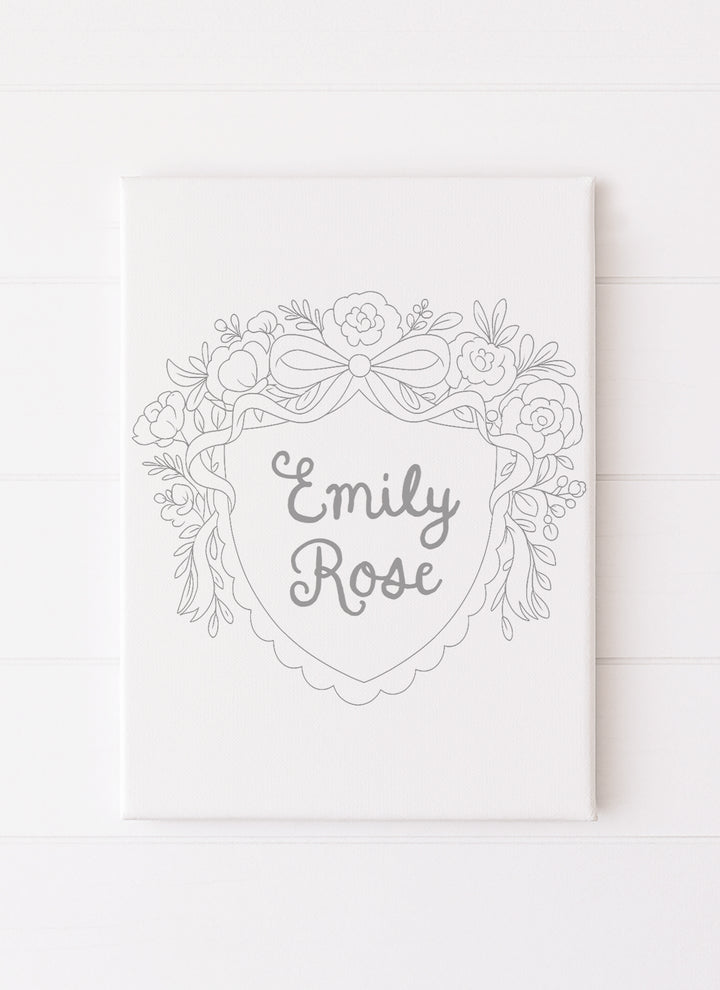 Personalized Floral Scallop Crest