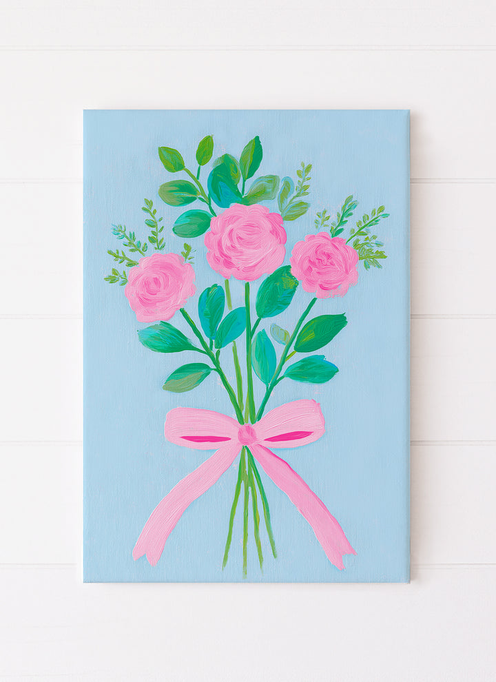 Rosette Bouquet on Blue Background
