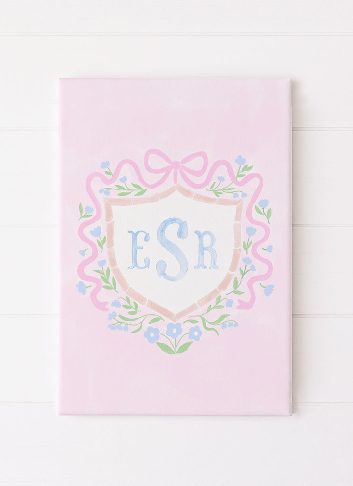 Personalized Bow Floral Crest Monogram