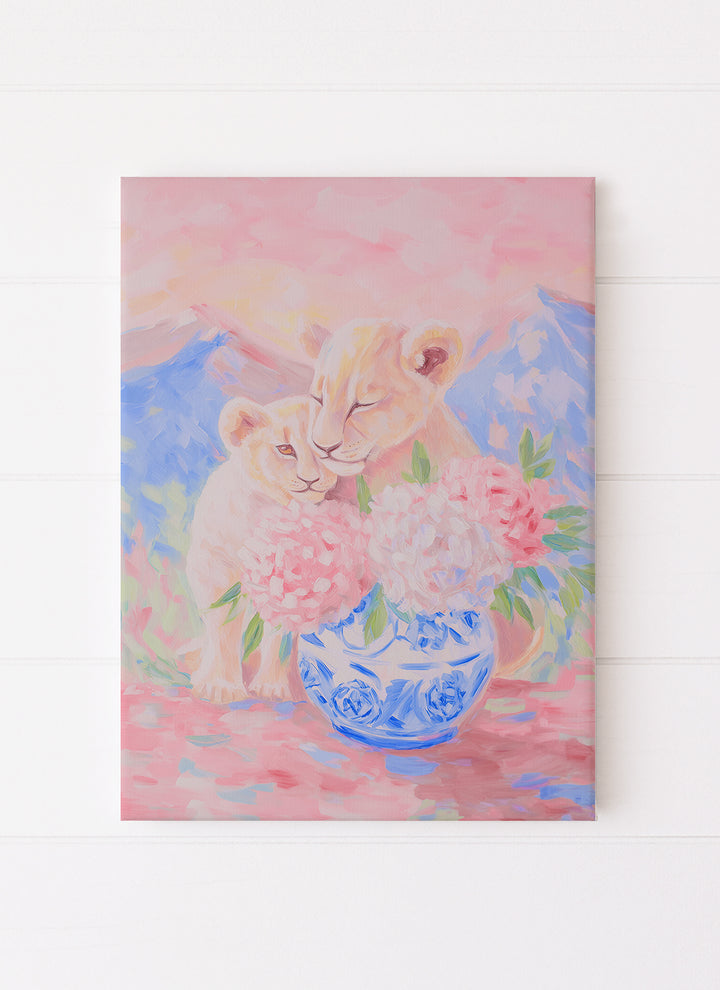 Lion Cubs with Flowers