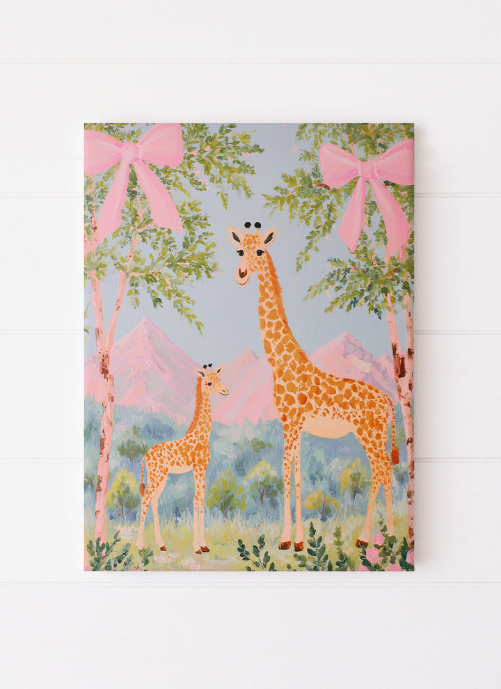 Giraffe Mom & Baby Giraffe With Bows