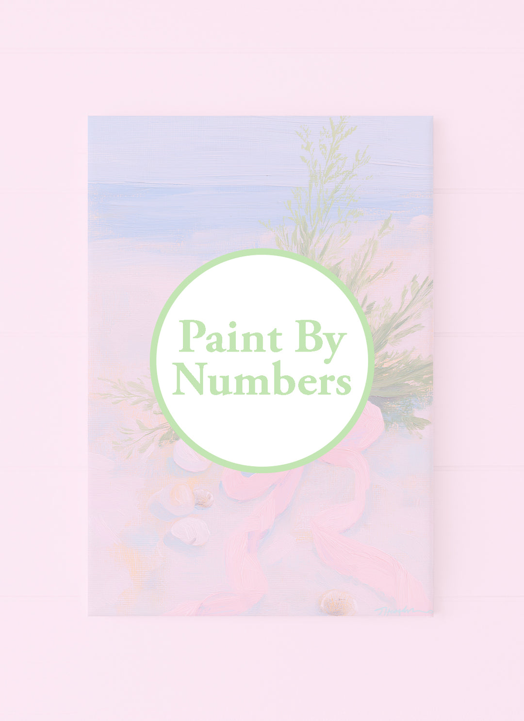 Mint Seashell with Pink Satin Ribbon