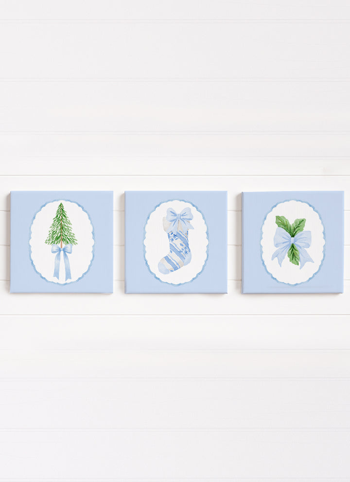 Preppy Blue Christmas Set of 3