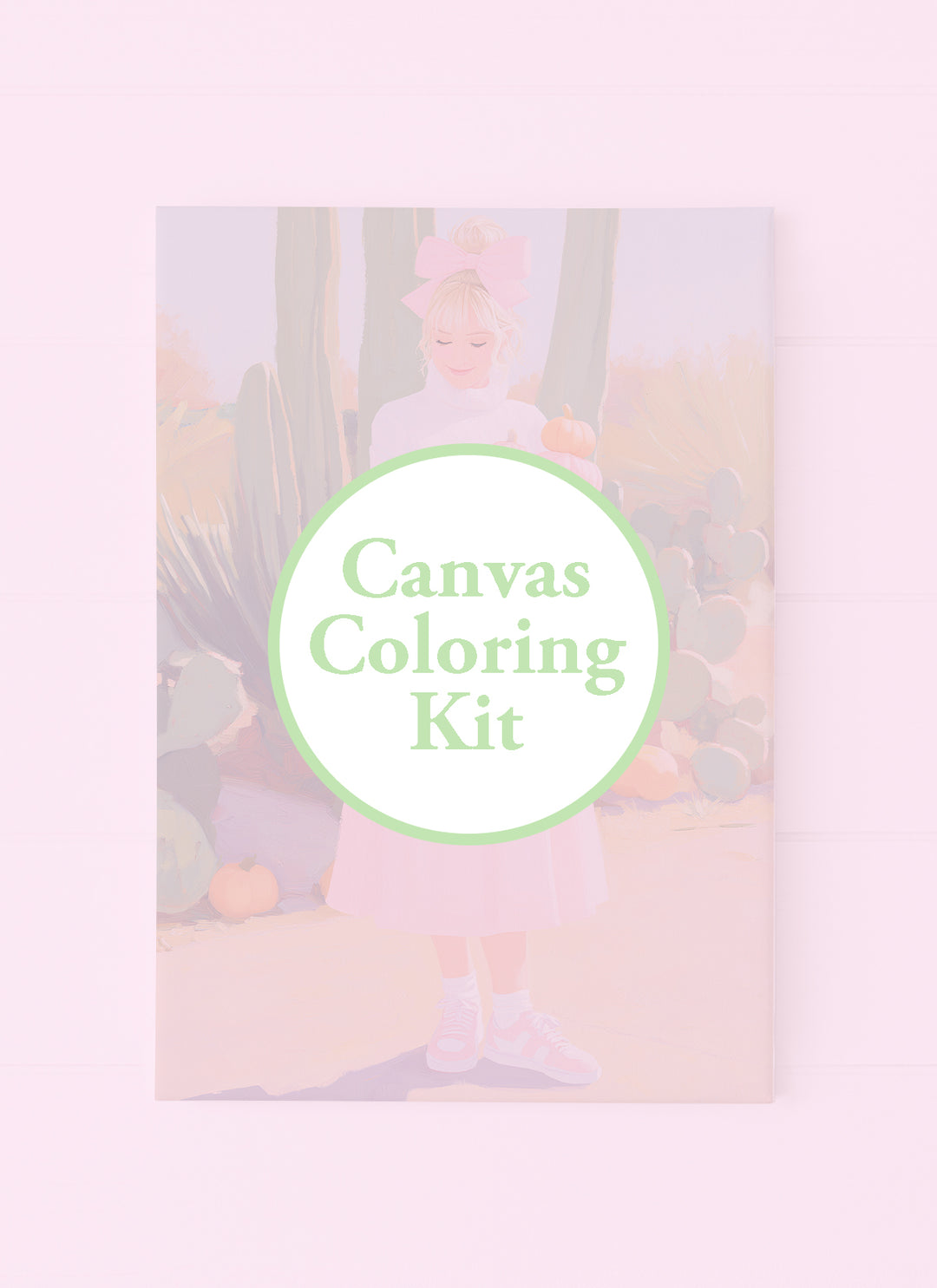 Girl in Pink Skirt Holding Pumpkins with Cactus Background