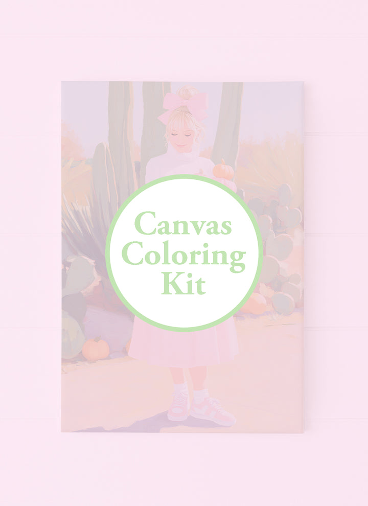 Girl in Pink Skirt Holding Pumpkins with Cactus Background