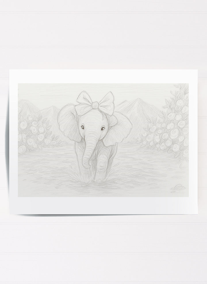 Cute Elephant with Bow Printable