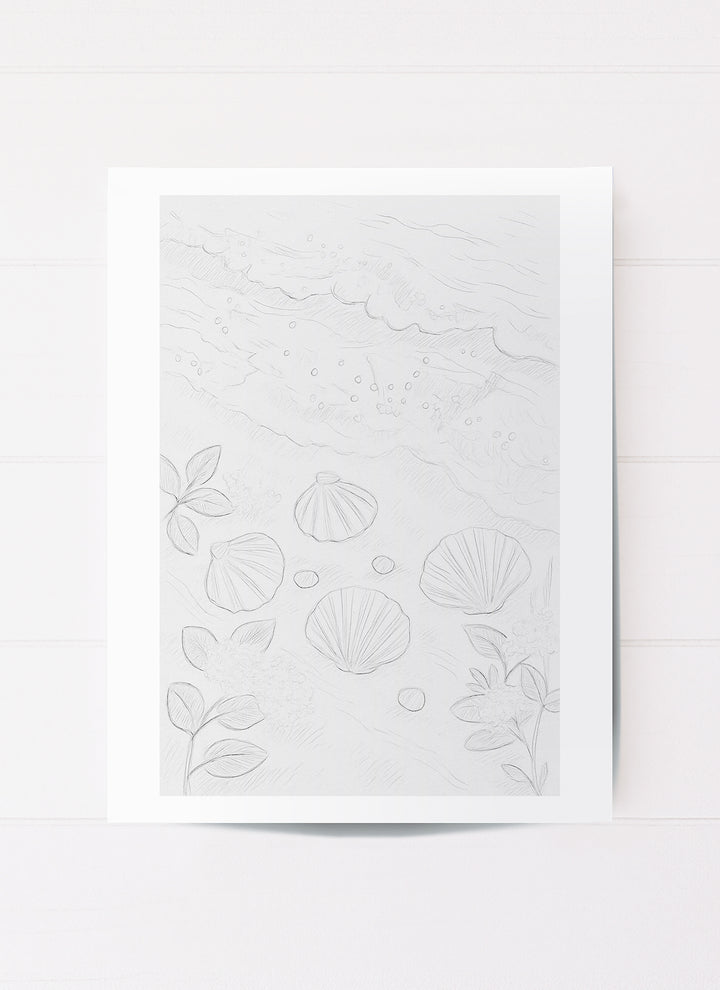 Seashells on the Beach with Flowers Printable