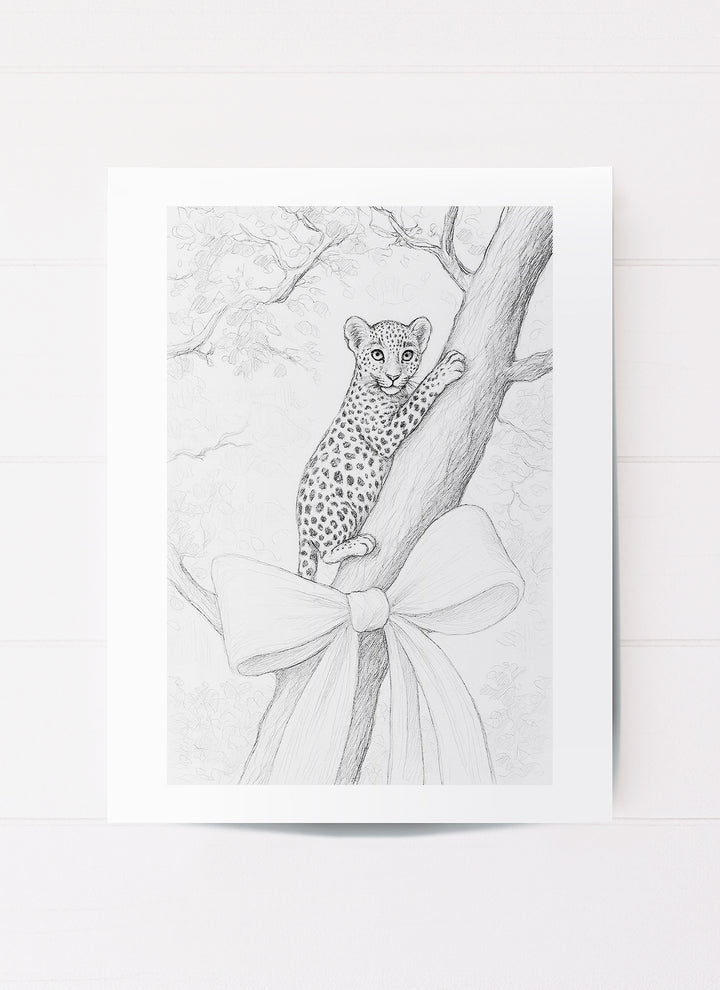 Leopard Cub With Bow in Jungle Printable